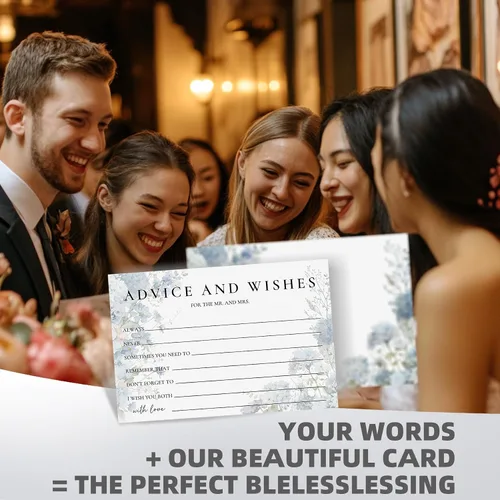 Miniatura 5 de Consejos y deseos para el señor y la señora – 60 mensajes florales de boda con caja de almacenamiento – Juego de deseos románticos para matrimonio