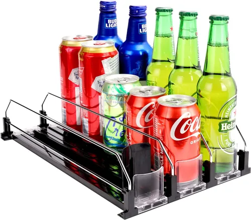 Miniatura 8 de Organizador automático de latas de refrescos, dispensador de latas para cerveza, soda, seltzer, ya montado, soporte para latas de bebidas, Blanco
