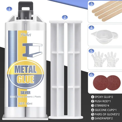 Miniatura 2 de Pegamento de metal, adhesivo epoxi de soldadura resistente de 3.4 onzas, pegamento de fundición fuerte y relleno de reparación de metal líquido