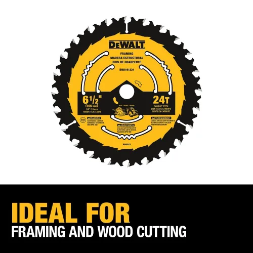 Miniatura 8 de DEWALT Hoja de sierra circular, 6 1/2 pulgadas, 24 dientes, para estructura (DWA161224)