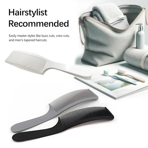 Miniatura 7 de Juego de 3 piezas de peine de peluquero curvado en negro, blanco, gris: perfecto para cortes de pelo profesionales y peinado, diseño ergonómico