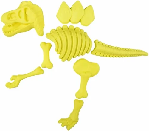 Miniatura 3 de Zugar Land Juego de moldes de arena fósil de dinosaurio (3 dinosaurios amarillo, verde y azul) de plástico. 22 piezas. Kit de Paelontólogo Joven
