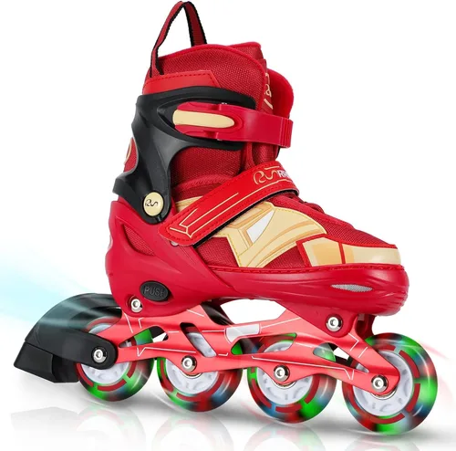 Patines en línea ajustables para niños y niñas con ruedas de luz completa, patines para niños de 6 a 12 años, niños pequeños de 3 a 5 años, jóvenes,