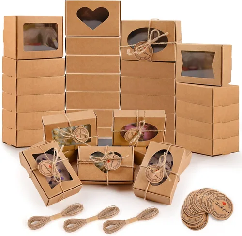Miniatura 8 de Moukiween 30 cajas de jabón multicolor para jabón casero, 3.54 x 2.36 x 1.18 pulgadas, cajas de regalo de embalaje de jabón con ventana, pequeñas