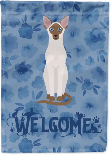 Miniatura 55 de Caroline's Treasures CK5047CHF Ojos Azules - Bandera de bienvenida con diseño de gato para casa de porche, grande, para colgar en la pared