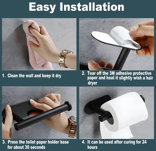 Miniatura 5 de 2 soportes para papel higiénico, de acero inoxidable SUS304 de alta calidad, a prueba de óxido, montado en la pared, soporte para papel higiénico