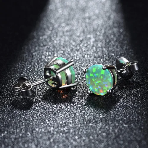 Miniatura 3 de CERSLIMO - Aretes de ópalo multicolor para mujer, 8mm