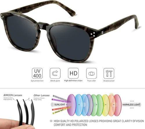 Miniatura 3 de Gafas de sol polarizadas para mujer con protección UV para mujer, a la moda, grandes sombras con marco de acetato BC2110