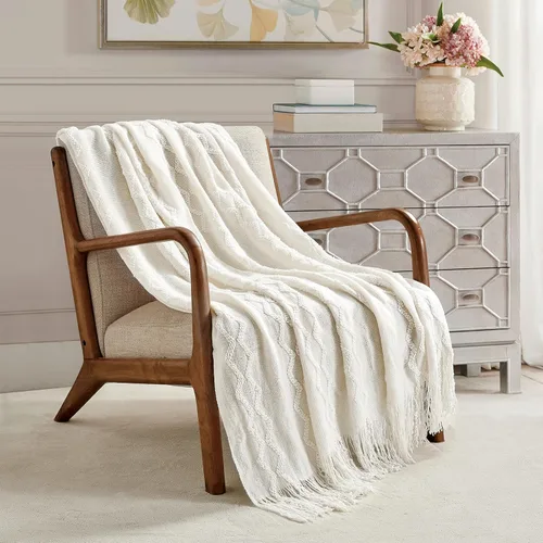 Miniatura 17 de Bourina - Manta de chenilla de punto, ligera, suave, acogedora, para cama, sofá, silla