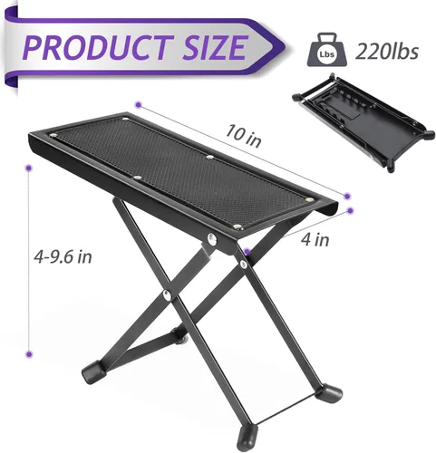 Miniatura 2 de Reposapiés de pedicura, soporte de pedicura antideslizante plegable ajustable para salón de spa, tratamiento de belleza, color negro