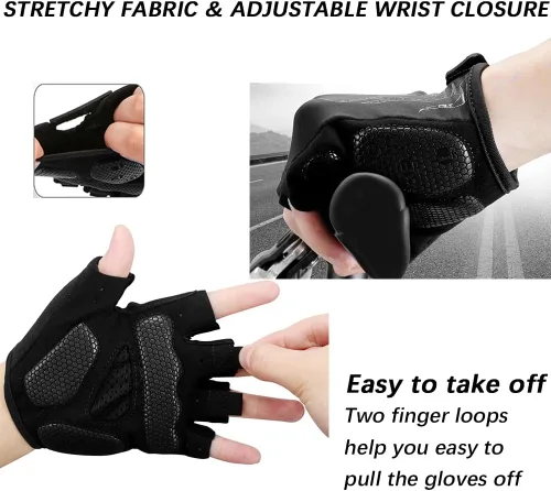 Miniatura 4 de MOREOK Guantes de Ciclismo, Guantes de Bicicleta para HombresMujeres - Almohadilla de Gel de 5MM Guantes de Bicicleta de Medio Dedo