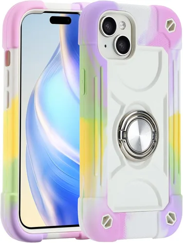 Miniatura 70 de MARKILL Funda compatible con iPhone 15 de 6.1 pulgadas con soporte integrado, [grado militar resistente de cuerpo completo] protección contra Rosa