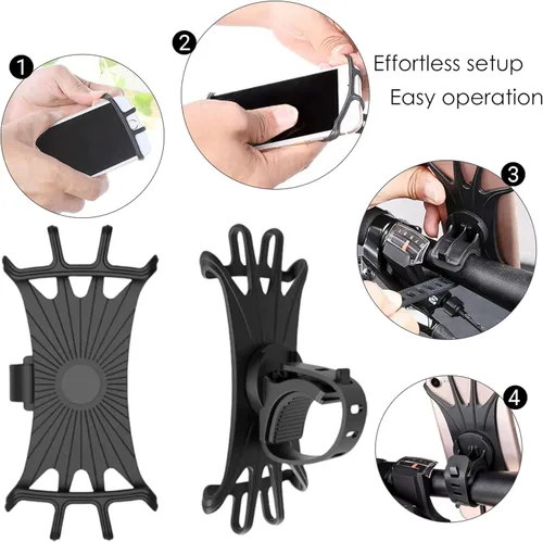 Miniatura 5 de Soporte de teléfono para bicicleta 2026, paquete de 2, soportes de silicona con rotación de 360° para iPhone y Samsung, para la mayoría de teléfonos