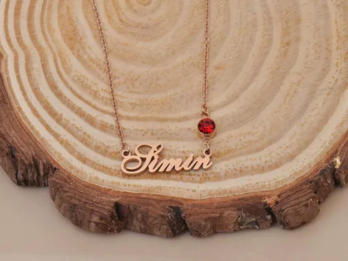 Miniatura 2 de LikeFun - Collar personalizado con nombre de placa de nacimiento para niñas, acero inoxidable, Rose gold