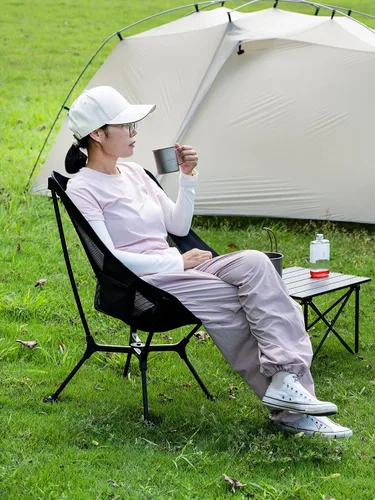 Miniatura 2 de WildCall Silla de camping plegable ligera con marco de configuración rápida, silla de playa compacta para mochileros con pies antideslizantes