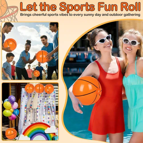 Miniatura 7 de SAYAYA 30 pelotas de playa de baloncesto, inflables de PVC de 8 pulgadas, a granel para deportes temáticos de verano, playa, piscina, juego de agua