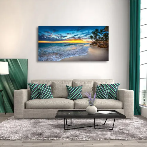 Miniatura 9 de Cuadros en Lienzo de Puesta de Sol en la Playa Arte de Pared para Sala de Estar Dormitorio Decoración de Pared, Impresiones de Arte de Pared