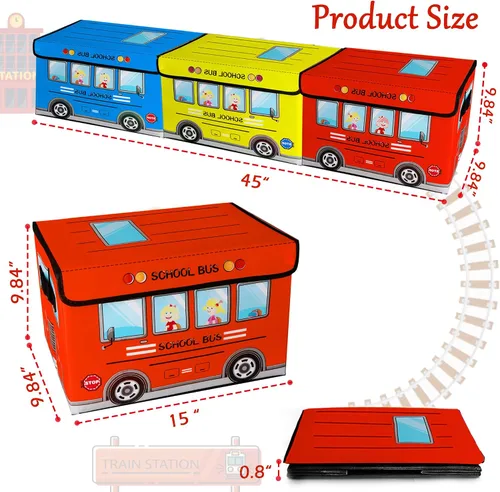 Miniatura 3 de Cofre de juguetes para niños, organizador plegable con asas, cubo de juguetes para niños con tapas, organizador de almacenamiento de juguetes