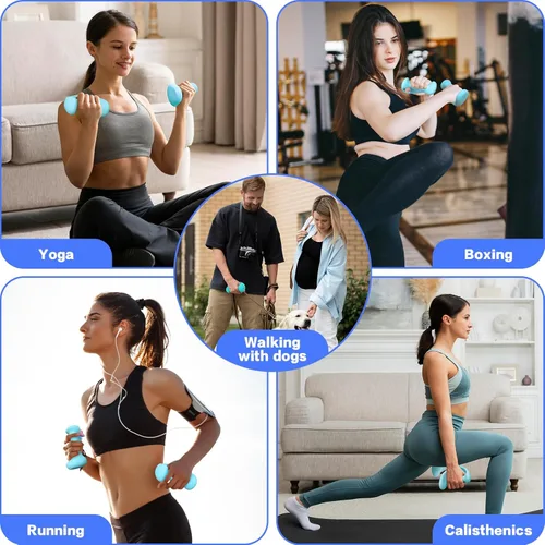 Miniatura 4 de HXD-ERGO Juego de mancuernas ergonómicas para mujeres, pesas de mano para mujeres, para pilates, yoga, correr, entrenamiento de fuerza 4 libras