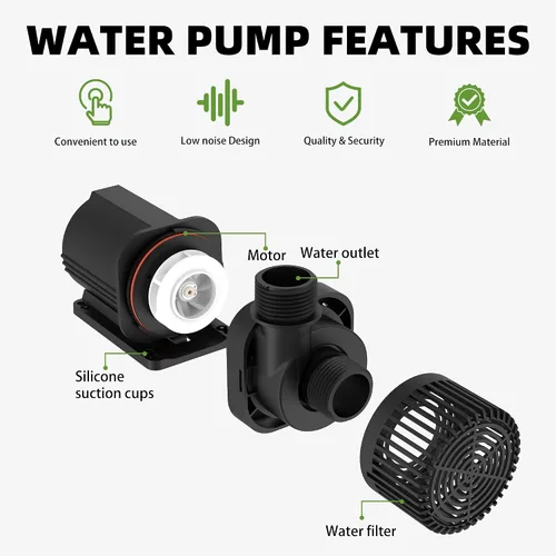 Miniatura 5 de FREESEA Bomba de agua sumergible para estanque: 2600 GPH 85 W DC 24 V Bomba de fuente de retorno con tubo de 15 pies para acuario pecera jardín al