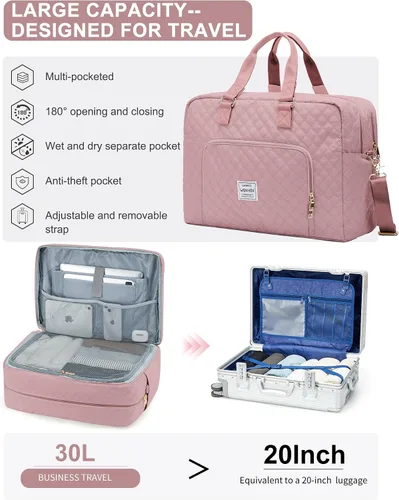 Miniatura 3 de Bolsa de lona de viaje, bolsa de fin de semana para mujer, R2-pink, Bolsa de viaje