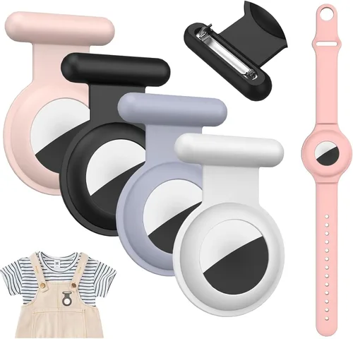Soporte oculto para Airtag para niños, para Apple Air Tags, paquete de 4 fundas de rastreador GPS, soporte oculto de silicona para Airtag con pin