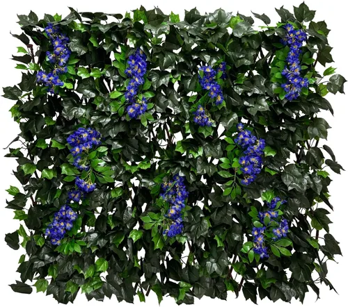 Miniatura 21 de Valla de hiedra sintética expandible, pantalla de privacidad, seto artificial elástico de una cara para balcón, patio, jardín (1 unidad, uva)