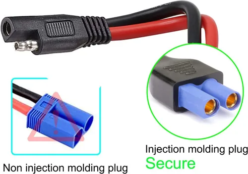 Miniatura 3 de Conector hembra 10AWG Ec5 a SAE, paquete de 2 cables SAE a EC5 de alimentación automotriz, adecuado para batería solar de coche, 5.9 in