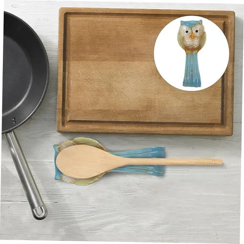 Miniatura 4 de Yardwe Soporte para cucharas de búho, herramientas de decoración, utensilios de servir para bufé, cucharas de sopa, plato de cerámica para reposo