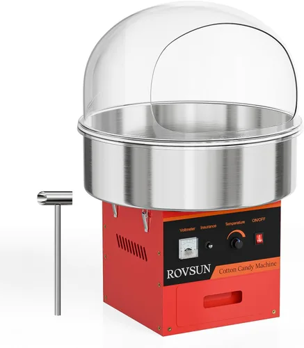 Miniatura 12 de ROVSUN Máquina comercial de algodón de azúcar de 21 pulgadas, máquina eléctrica de algodón con cuenco de acero inoxidable, cuchara de azúcar y cajón