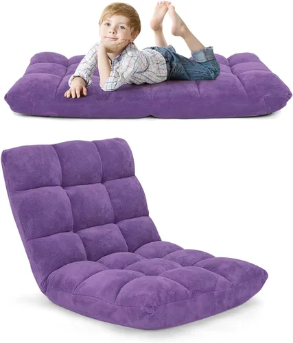 Miniatura 11 de Silla de suelo ajustable de 14 posiciones, silla acolchada para juegos, sofá plegable transformable, sofá perezoso de respaldo alto, ideal para Negro