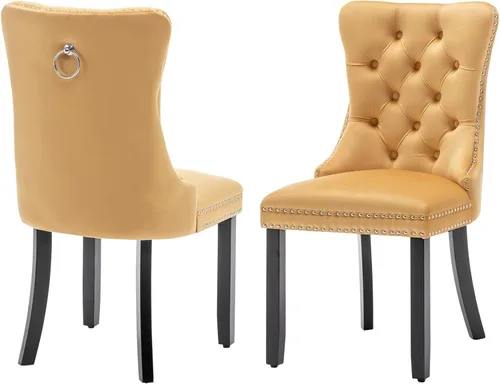 Miniatura 25 de Eifizek Sillas De Comedor - Juego de 6 sillas de comedor de terciopelo con borde de anillo de clavo, sillas de comedor tapizadas con patas de madera