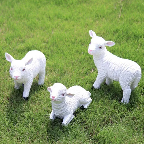Miniatura 4 de Estatua de cordero al aire libre, escultura de oveja de jardín de granja, figura de animal decorativa, decoración de granja B 21x8x22cm(8x3x9inch)
