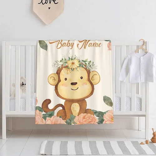 Miniatura 41 de Mantas de bebé personalizadas con diseño de animales, manta personalizada con nombre para niños y niñas, manta de bebé personalizada, regalos