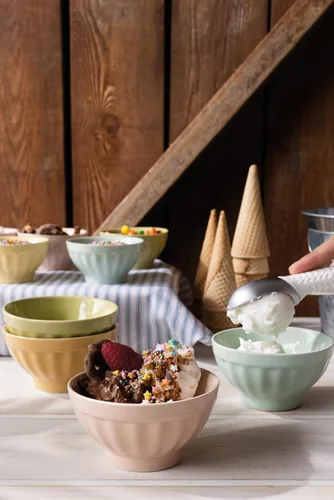 Miniatura 2 de Now Designs Flora - Cuencos de cerámica para helados, juego de 4, 8 onzas