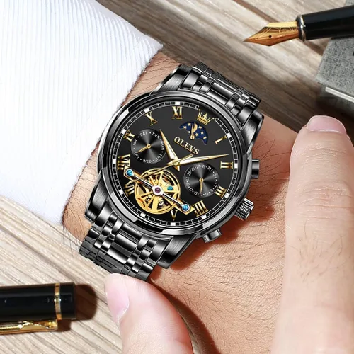 Miniatura 67 de OLEVS Relojes automáticos para hombre, esqueleto mecánico, de lujo, a la moda, reloj de pulsera luminoso impermeable