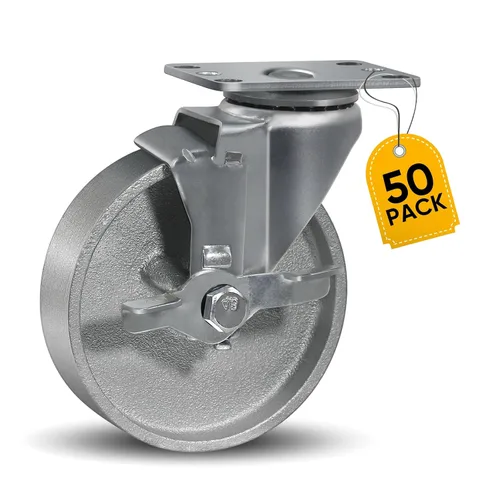 Miniatura 26 de S Ruedas industriales de 3 pulgadas, ruedas de bloqueo de hierro fundido semiacero, ruedas de placa con capacidad de 350 libras
