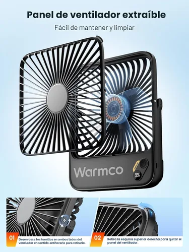 Miniatura 8 de Warmco - Ventilador de viaje portátil de 10000 mAh de 7 pulgadas, hasta 24 horas de funcionamiento, ultra delgado, silencioso y recargable