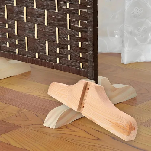 Miniatura 3 de NUOBESTY Base de soporte de suelo para divisor de habitación, 2 pies de madera ligeros, estabilizador de pantalla plegable de estilo japonés