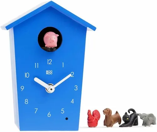 Miniatura 11 de KOOKOO AnimalHouse - Reloj de cuco pequeño, rojo, con 5 sonidos de animales de granja (grabaciones de campo naturales)