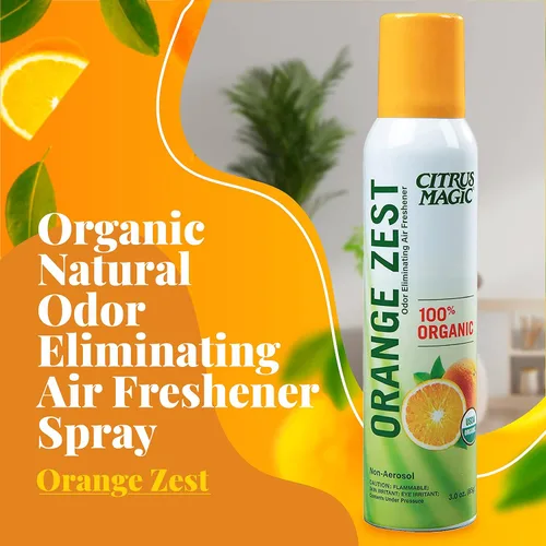 Miniatura 3 de Citrus Magic Ambientador en aerosol orgánico natural que elimina olores, ralladura de naranja, 3 onzas, paquete de 3