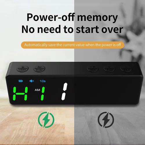 Miniatura 7 de Cronómetro de gimnasio, mini temporizador de gimnasio, cronómetro recargable, reloj portátil de cuenta regresiva/hacia arriba con parte trasera