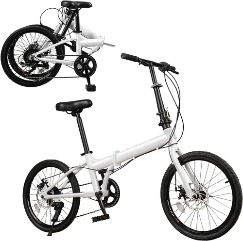 Bicicleta plegable de 20 pulgadas, bicicleta plegable para adultos con cambio de 7 velocidades, bicicleta de altura ajustable para hombres y mujeres