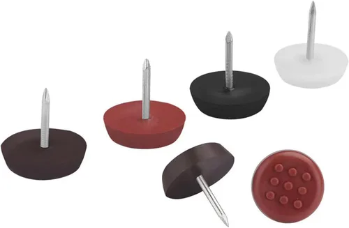 Miniatura 3 de Deslizadores de muebles de nailon blanco de 1.102 in para clavos, protectores de suelo para patas de silla, de nailon con clavos deslizantes