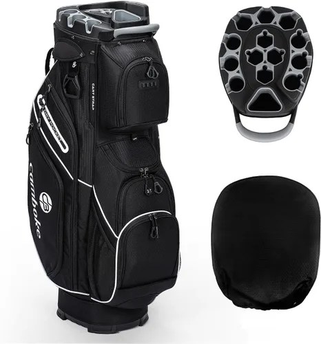 Silent - Bolsa de golf para carrito de golf, bolsa de golf moldeada con separadores de longitud completa de 14 vías, bolsa de bolsillo refrigerante