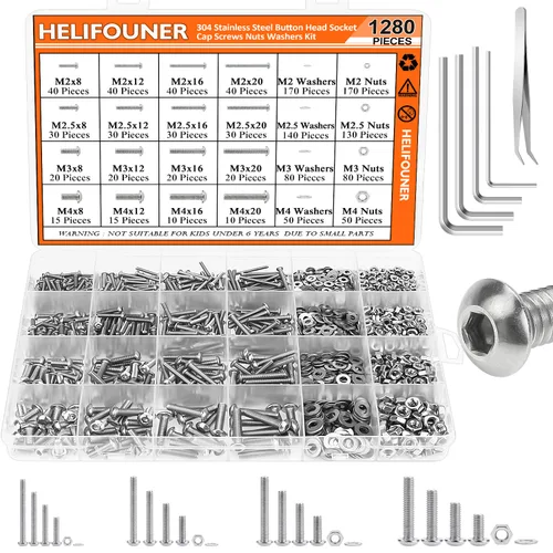 Miniatura 14 de HELIFOUNER 360 piezas M4 x 0.236 in /0.315 in /0.394 in /0.472 in /0.630 in /0.787 in, cabeza de botón hexagonal, tornillos métricos, pernos