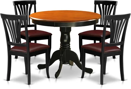 Miniatura 29 de East West Furniture ANAV5-LWH-W - Juego de mesa de comedor de 5 piezas, incluye una mesa de cocina redonda con pedestal y 4 sillas de comedor, 36 x