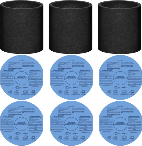 Anewise Paquete de 6 Filtros de Disco de Papel Seco 90107 y Paquete de 3 Filtros de Manga de Espuma 90585 para Shop Vac Húmeda/Seca para Vacmaster