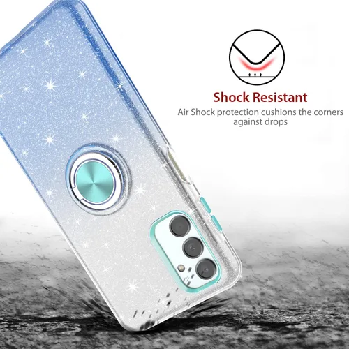 Miniatura 3 de TJS Funda compatible con Samsung Galaxy A13 5G, Galaxy A04S, con protector de pantalla de vidrio templado, anillo de metal, soporte magnético, tono
