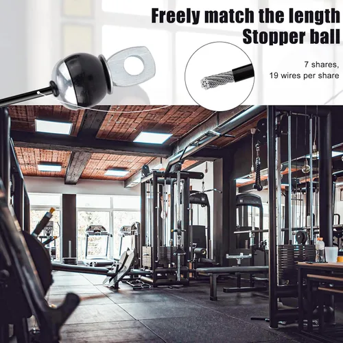Miniatura 4 de NQEUEPN Cable de polea de fitness de 196 pulgadas, cables de repuesto ajustables para gimnasio en casa, sistema de poleas, cuerda de alambre